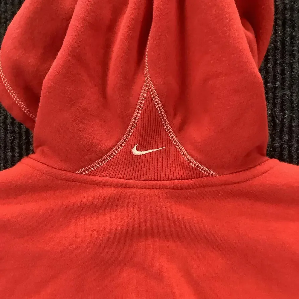 Nike Hoodie Youth Large Red Full Zip Fleece Swoosh Athletic Logo Sweatshirt